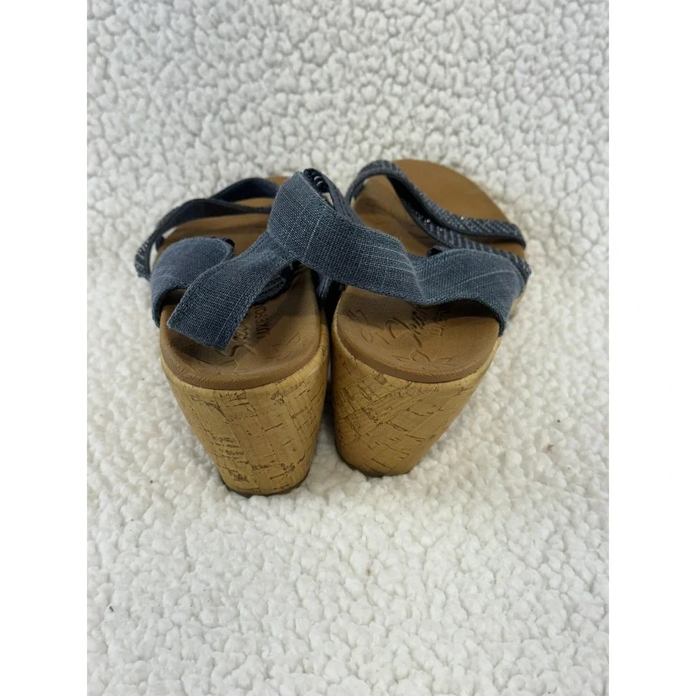 Skechers Cali Rumble On Night Sky Navy Wedge‎ Sandals 119200 Womens Size 9